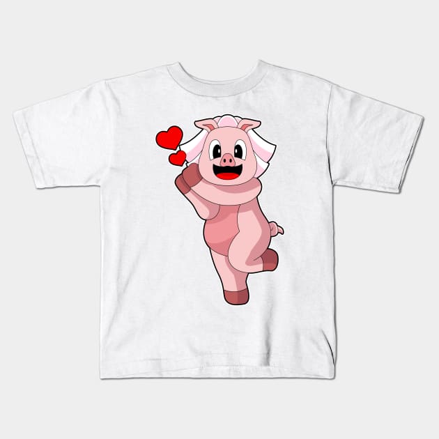 Pig Bride Heart Wedding Kids T-Shirt by Markus Schnabel